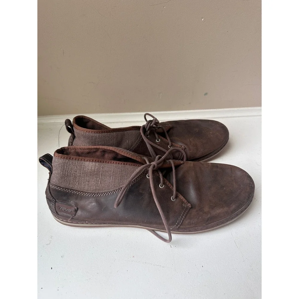 Teva Chukka Boots Mens 14 Canyon Burlap Leather Lace Up Brown Casual 1003524